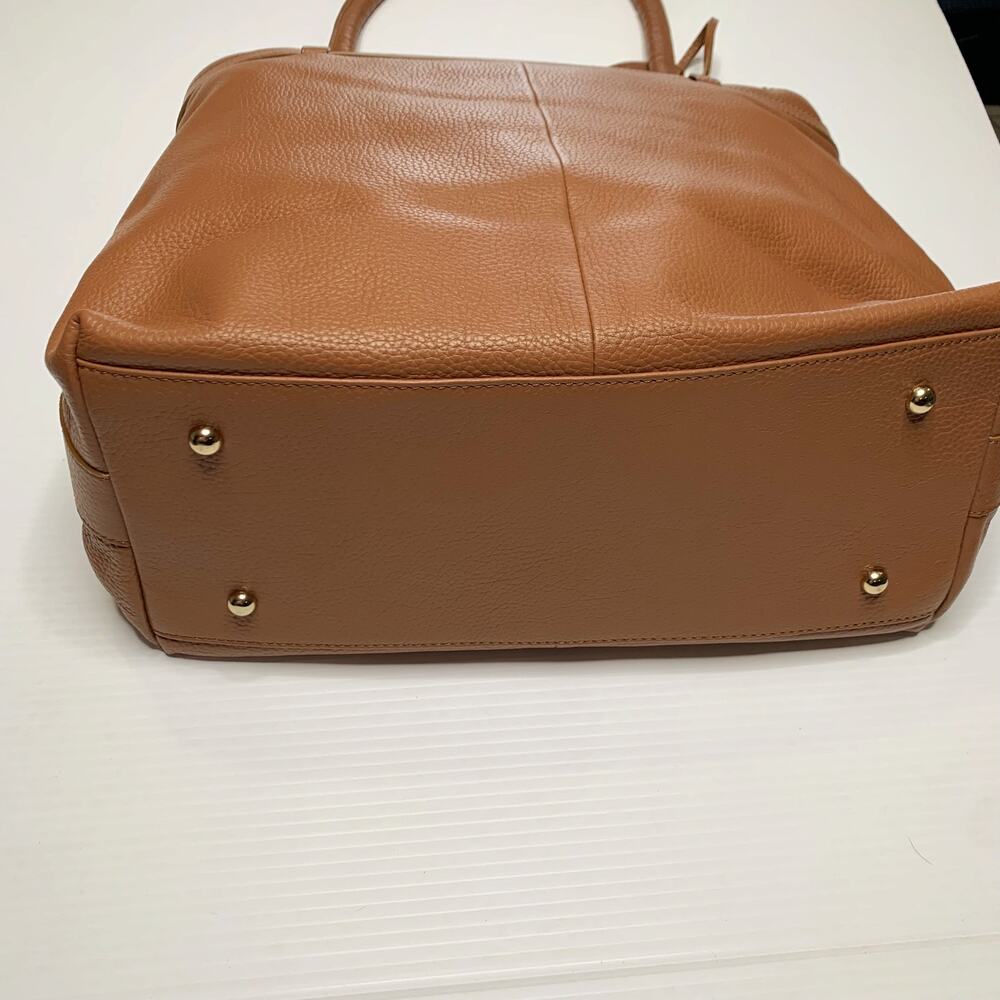 Clever Carriage Company Large Leather Tote Brown Shoulder Bag Gold Hardware - Picture 5 of 10